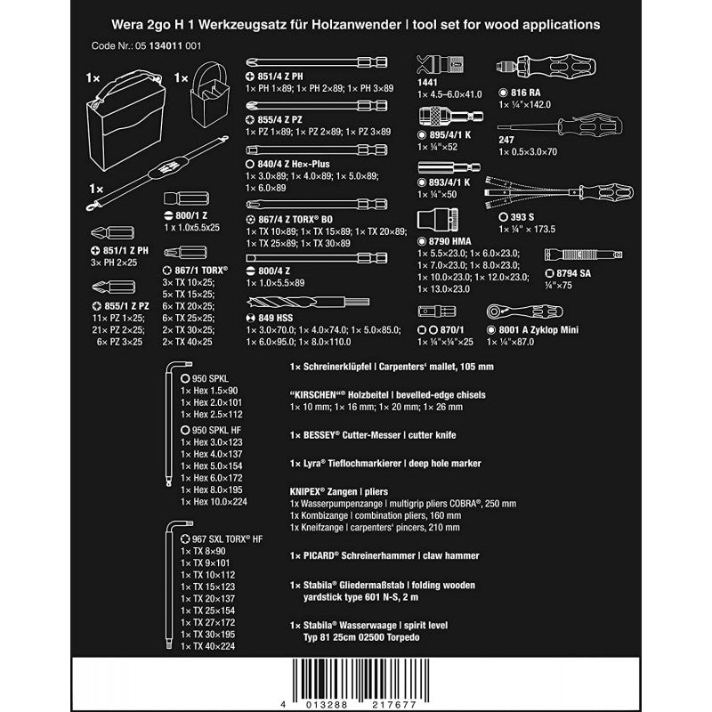  Composition D'outils Pour Le Travail Du Bois WERA - 05134011001