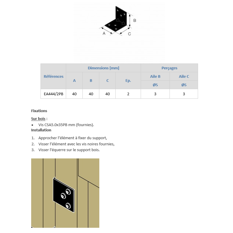  Equerres + Vis Noires EA444/2PB SIMPSON