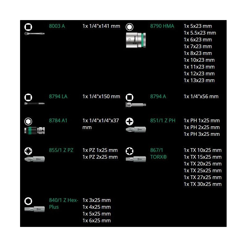  Jeu Cliquet Zyklop Metal Avec Carré Traversant - WERA