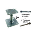  Kit Simpson APB100/150 Pied De Poteau Réglable + 4 Goujons + 4 Tirefonds