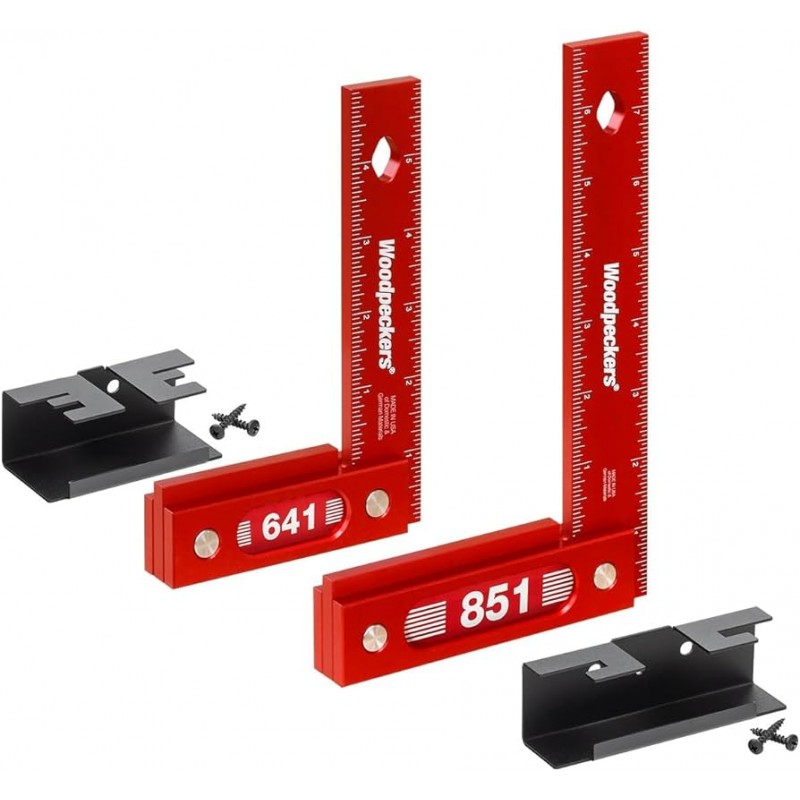  Lot De 2 équerres De Précision Pour Le Travail Du Bois (version Métrique) - Woodpeckers 641 Et 851