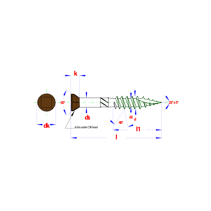  Vis Inox C2 Tête Brune - PFS+ Screw